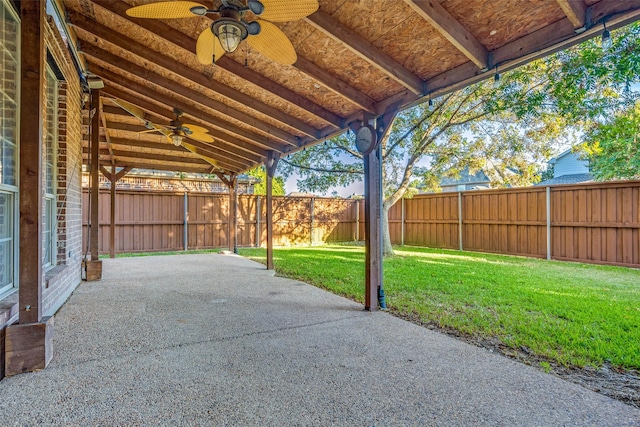 view of patio with ceiling fan