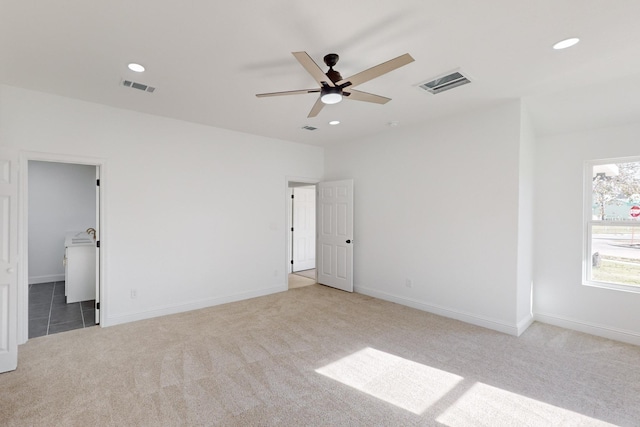 interior space featuring ceiling fan