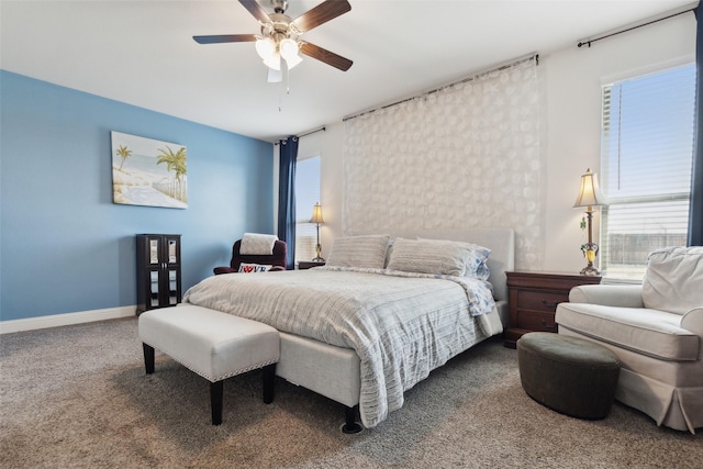 bedroom featuring carpet and ceiling fan