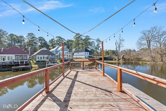 view of dock featuring a water view