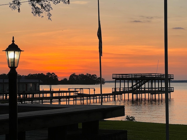 view of dock featuring a water view