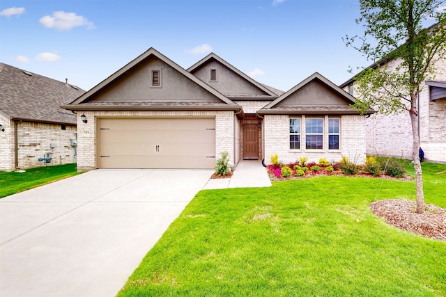 789 Merry Summit Rd, Lavon, TX 75166 - craftsman inspired home featuring a front yard, roof with shingles, brick siding, an attached garage, and driveway