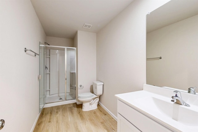 789 Merry Summit Rd, Lavon, TX 75166 - full bath featuring visible vents, a stall shower, wood finished floors, and toilet