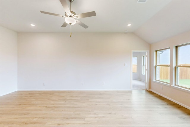789 Merry Summit Rd, Lavon, TX 75166 - unfurnished room with light wood-style floors, baseboards, ceiling fan, and recessed lighting