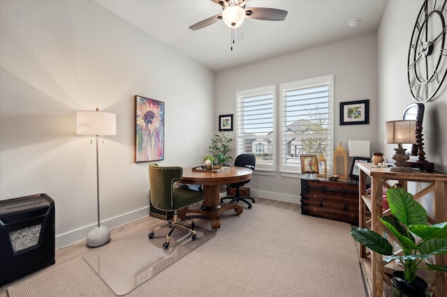 office area with ceiling fan