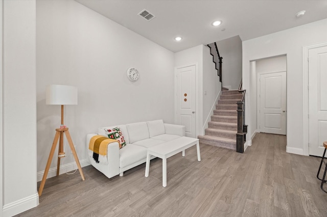 living room with light wood-type flooring