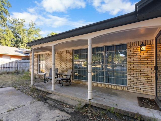 view of patio featuring covered porch