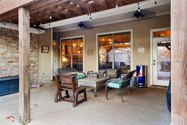 view of patio with ceiling fan