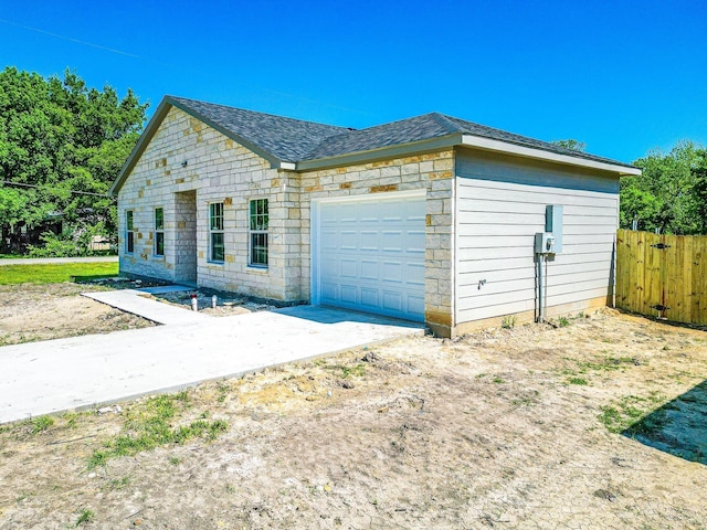 exterior space featuring a garage