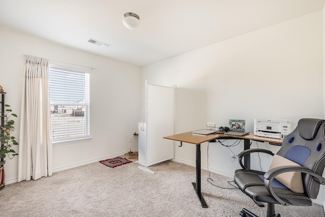 office featuring light carpet