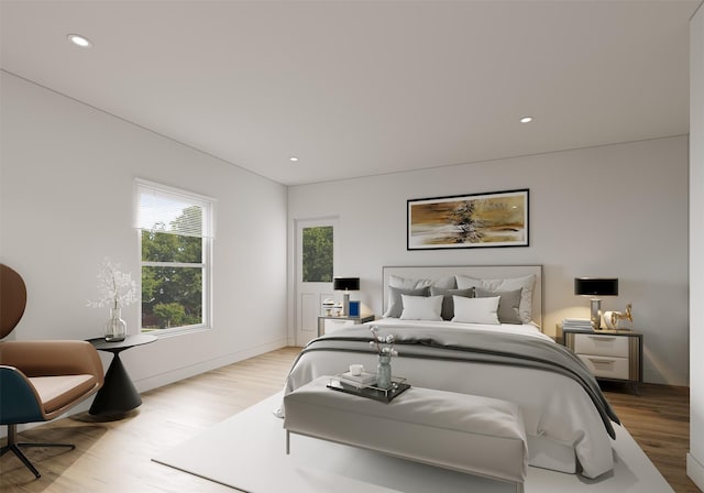 bedroom featuring light wood-type flooring