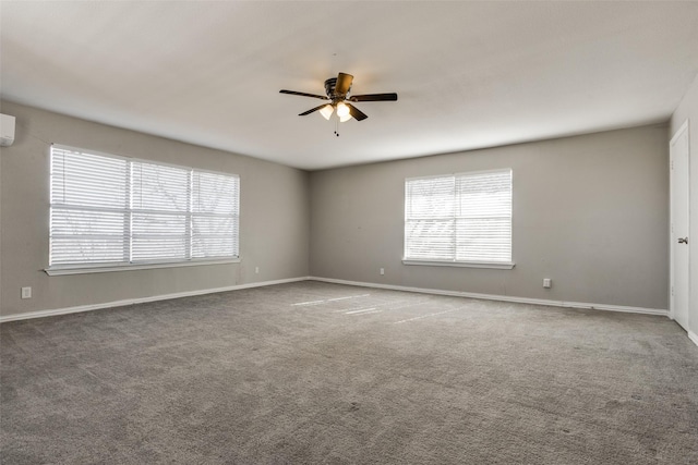 unfurnished room featuring carpet floors and ceiling fan