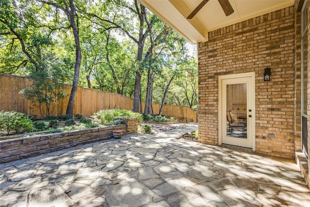 view of patio / terrace with ceiling fan