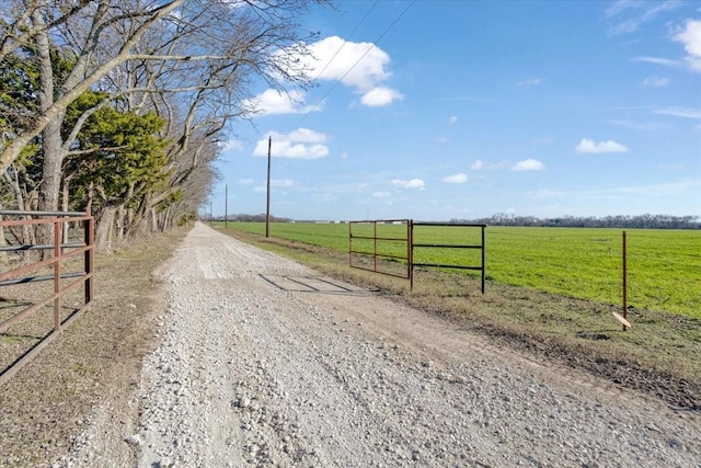 view of road with a rural view