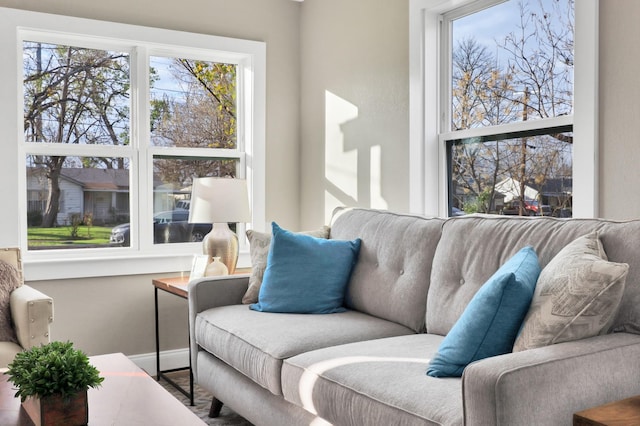 living room with hardwood / wood-style flooring