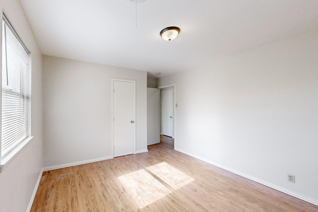 unfurnished bedroom featuring light hardwood / wood-style flooring