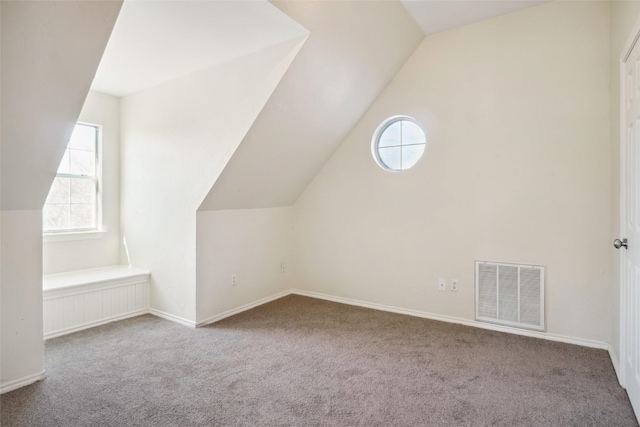 additional living space with light carpet, visible vents, and a wealth of natural light