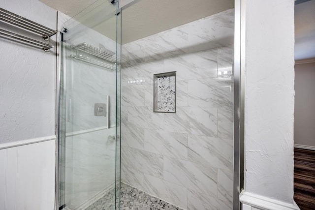 bathroom featuring walk in shower