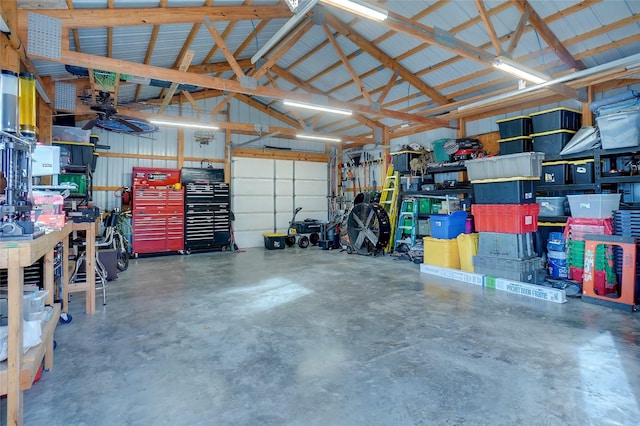 garage featuring a workshop area