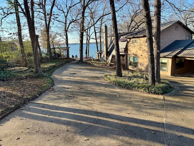 view of road featuring a water view