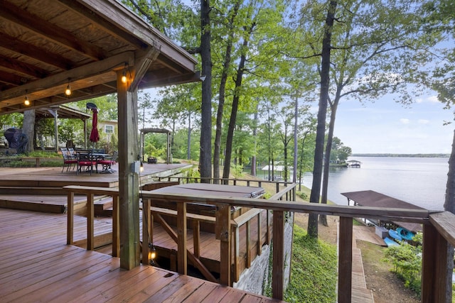 dock area featuring a water view