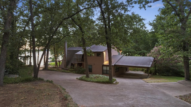 view of front of house with a carport