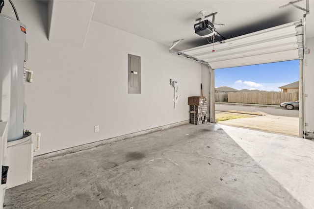 garage featuring a garage door opener and electric panel