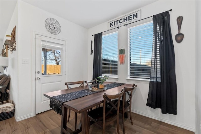 dining room with plenty of natural light and hardwood / wood-style floors