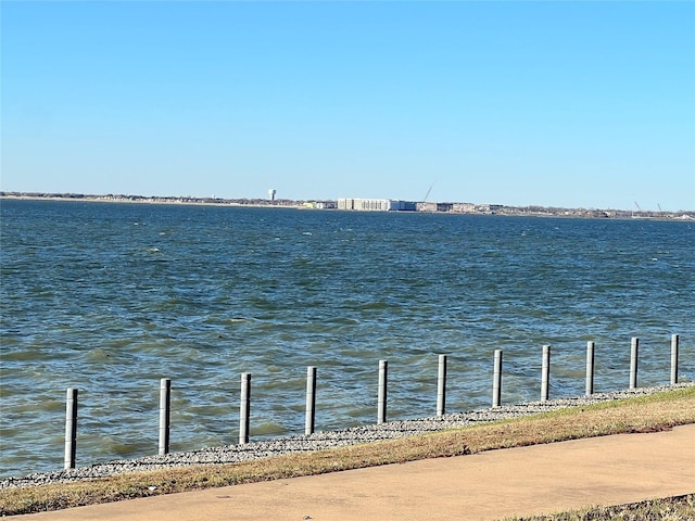 view of water feature with a boat dock