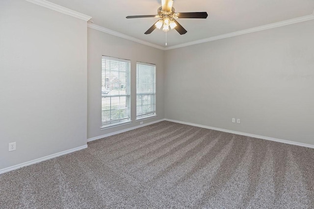 5400 Belle Chasse Ln, Frisco, TX 75035 - carpeted spare room with ceiling fan, ornamental molding, and baseboards