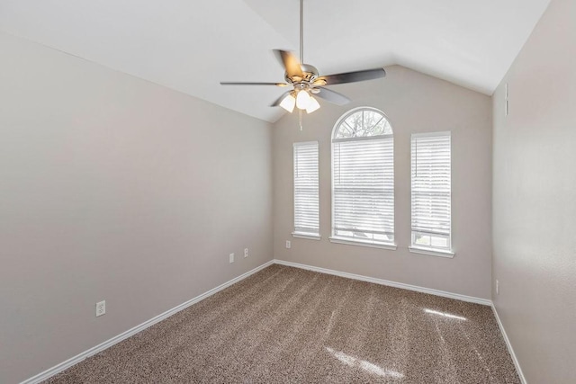 5400 Belle Chasse Ln, Frisco, TX 75035 - carpeted spare room featuring a ceiling fan, lofted ceiling, and baseboards
