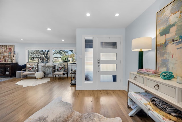 entrance foyer with light hardwood / wood-style flooring