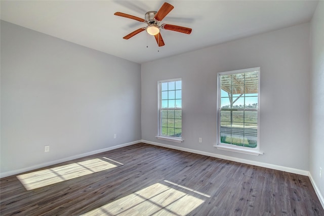 spare room with ceiling fan and light hardwood / wood-style flooring