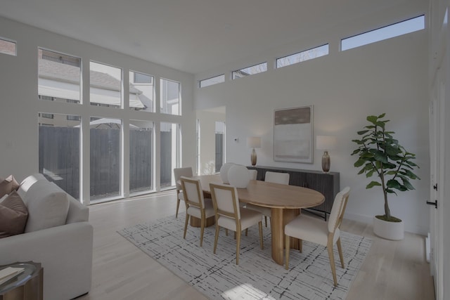 dining space featuring light hardwood / wood-style flooring