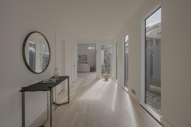 corridor featuring light hardwood / wood-style flooring