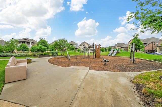 view of jungle gym with a yard