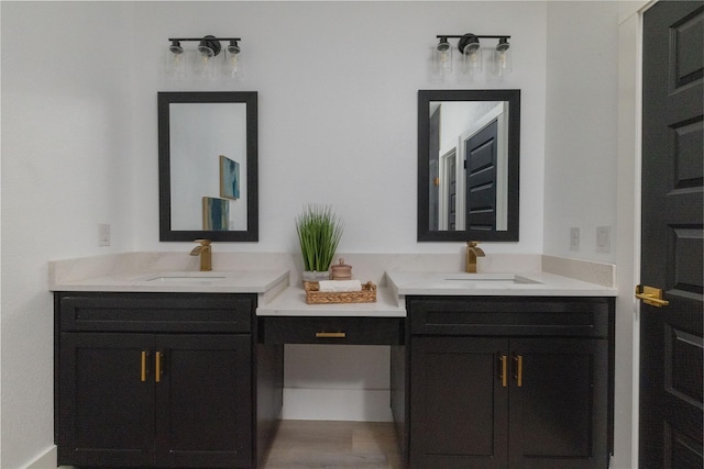 bathroom featuring vanity and wood-type flooring