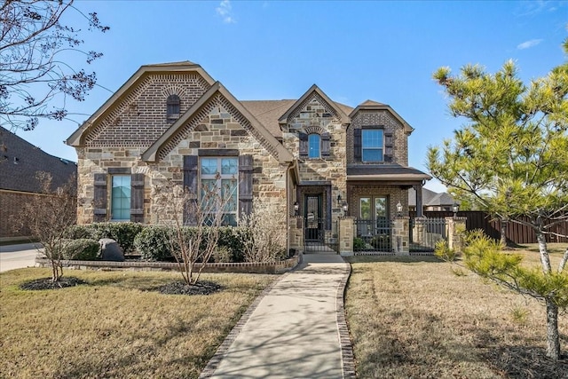 view of front of home featuring a front lawn