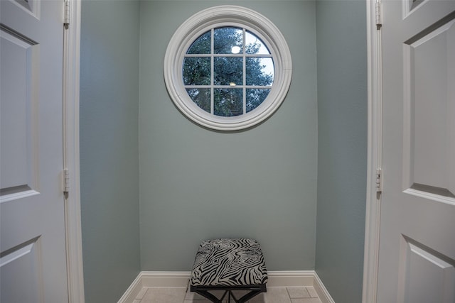 interior space featuring light tile patterned floors