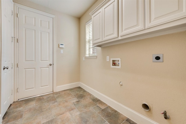 washroom featuring cabinets, hookup for a washing machine, gas dryer hookup, and electric dryer hookup