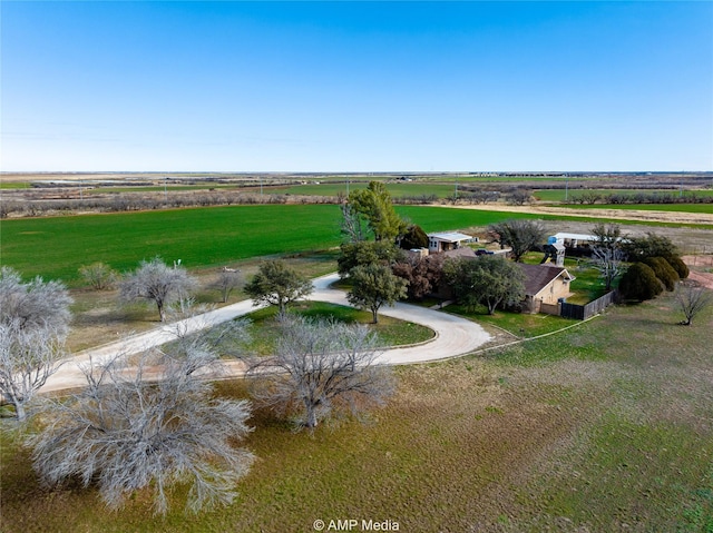 aerial view featuring a rural view