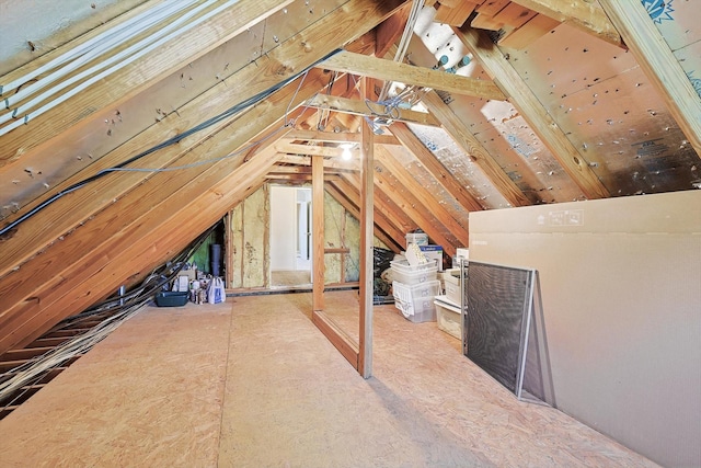 view of unfinished attic