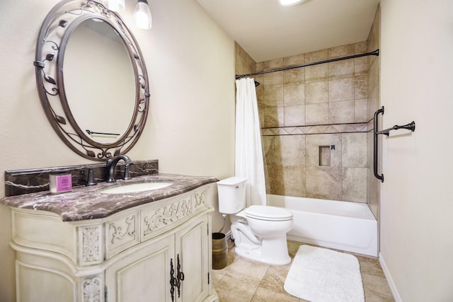 full bathroom featuring vanity, toilet, and shower / bath combo