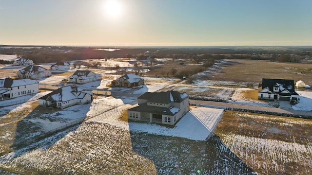 view of aerial view at dusk