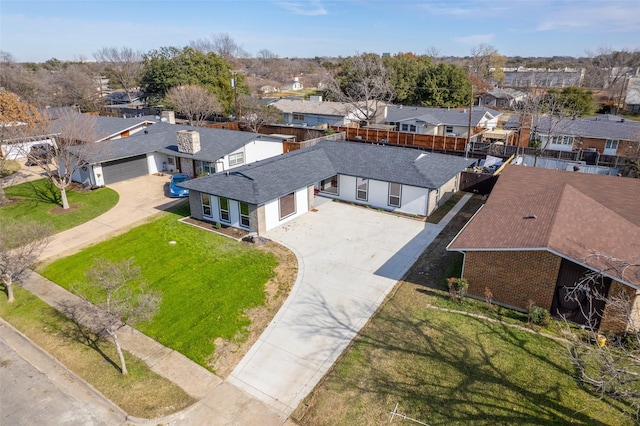 bird's eye view with a residential view