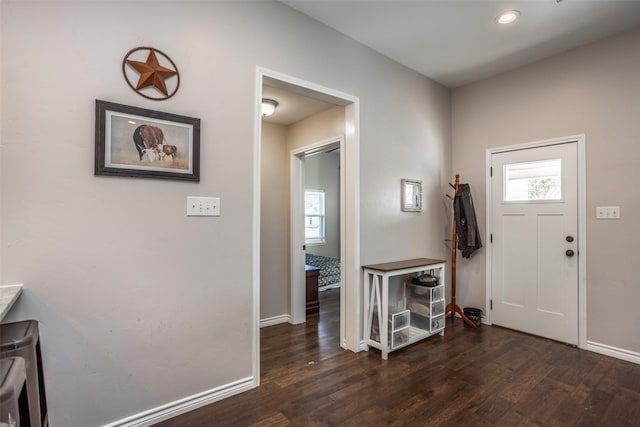 entrance foyer featuring dark hardwood / wood-style floors