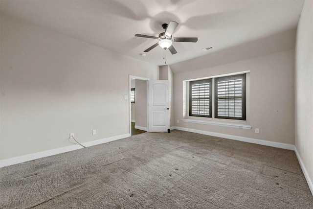 carpeted empty room with ceiling fan