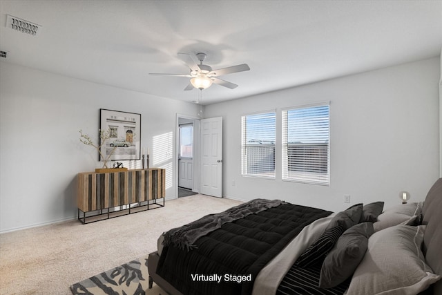 bedroom with carpet and ceiling fan