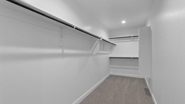 walk in closet with carpet