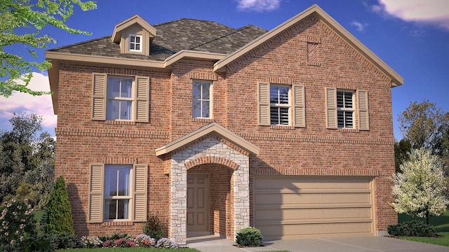 view of front of house with a garage